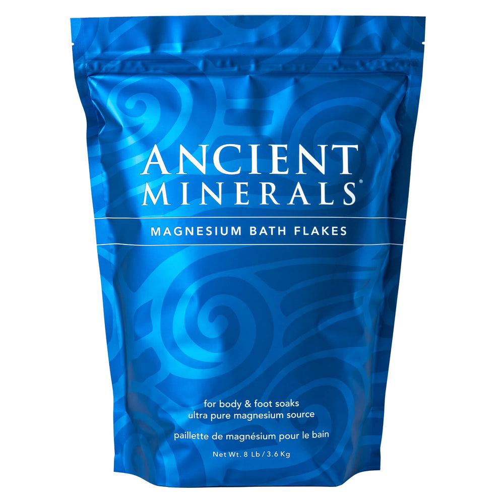 Ancient Minerals paquete frontal mostrando 8 lb y pureza