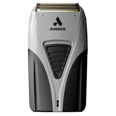 Andis TS-2 vista frontal negra mostrando diseño profesional y ergonomía