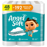 Angel Soft frente del empaque mostrando 48 rollos y ahorro