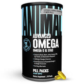 Animal Advanced Omega 3 frente del empaque mostrando sobres individuales y marca