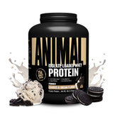 Animal Whey Isolate envase frontal mostrando 4 lb y sabor Cookies & Cream beneficios visuales