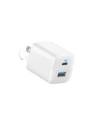 Anker 33W vista frontal del cargador mostrando diseño compacto y puerto dual