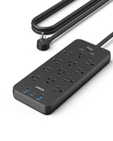 Anker 351 vista frontal con 12 enchufes mostrando organización y capacidad