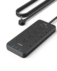 Anker 351 vista frontal con 12 enchufes mostrando organización y capacidad
