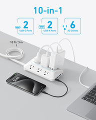 Anker regleta con cable de 10 pies extendido, mayor alcance práctico
