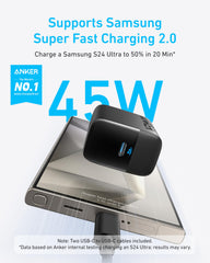 Anker primer plano del puerto USB-C que garantiza conexión segura y estable