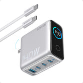 Anker frontal con pantalla mostrando vatios y estado, control visual rápido