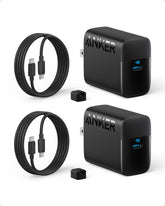 Anker frontal con dos adaptadores 45W mostrando diseño compacto y potencia