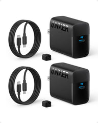 Anker frontal con dos adaptadores 45W mostrando diseño compacto y potencia