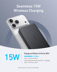 Anker MagGo cargando un iPhone magnéticamente, alineación estable y rápida