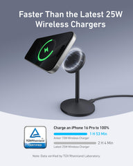 Anker MagGo en uso vertical para videollamadas con carga simultánea