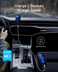 Anker PowerDrive III Duo detalle de dos puertos USB-C para conexión simultánea