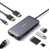 Anker PowerExpand frontal mostrando todos los puertos para mayor productividad