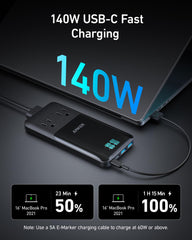Anker Prime puerto USB-C activo cargando un portátil con alta potencia