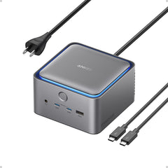 Anker Prime frontal con todos los puertos visibles, organización eficiente