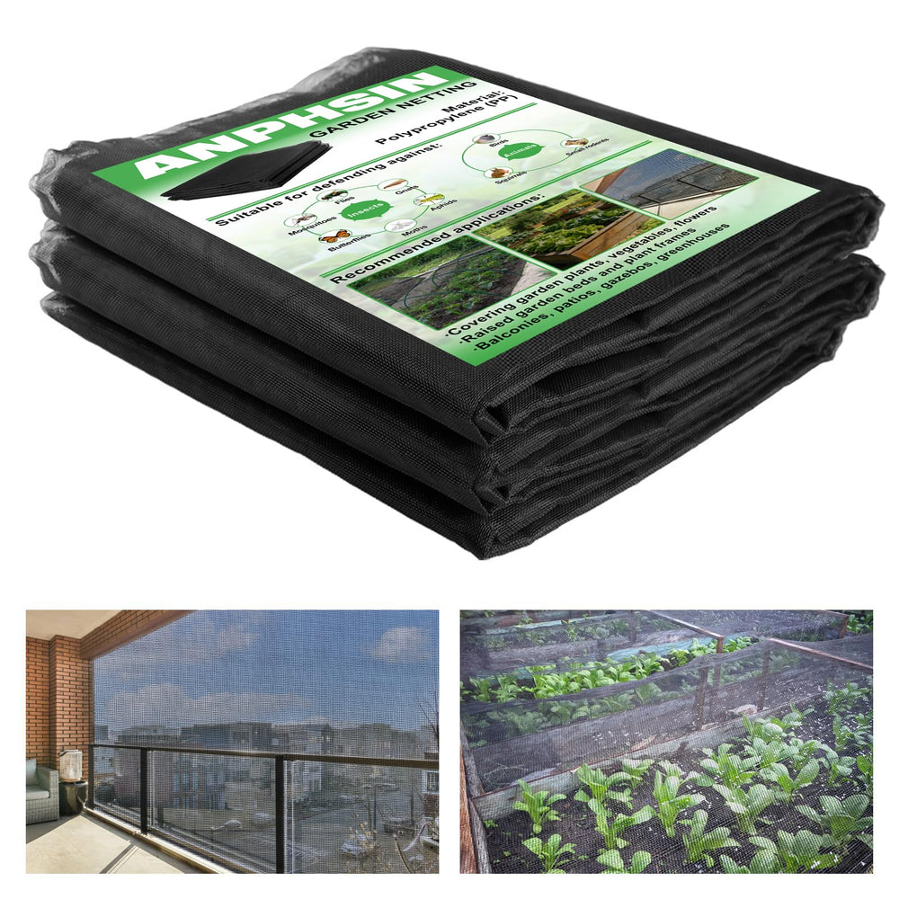 ANPHSIN front view of black 10x20ft garden net showing full coverage benefit