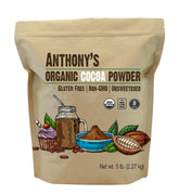 Anthony's frente del envase 5 lb, cacao orgánico para repostería