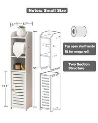 AOJEZOR placed beside toilet in small bathroom showing space-saving and renter-friendly benefit
