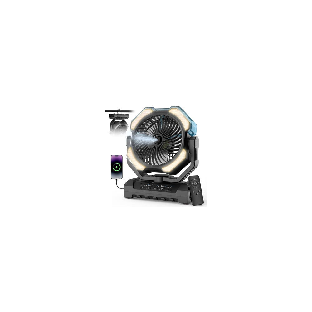 Aopircs vista frontal del ventilador portátil con niebla y control