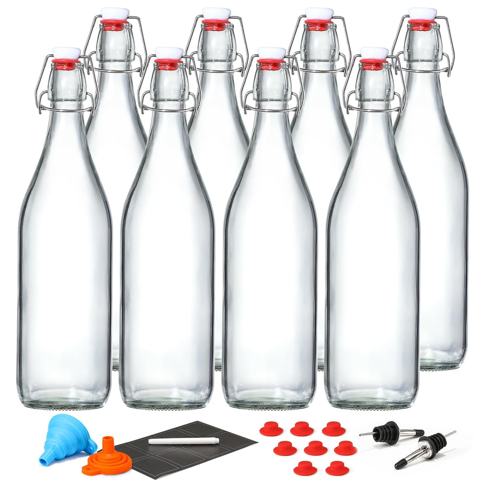 AOZITA pack frontal de 8 botellas 1 L para fermentar y almacenar bebidas