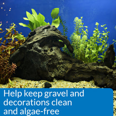API producto aplicado en acuario mostrando grava más limpia y claridad
