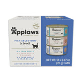 Applaws lata frente mostrando diseño y sabor del pescado, atractivo para gatos
