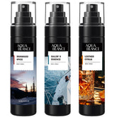 AQUA BLANCE pack frontal mostrando las tres fragancias y su beneficio de variedad