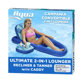 Aqua LEISURE vista frontal del flotador con patrón teal hibiscus para relajación