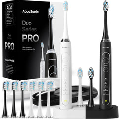 Aquasonic vista frontal del pack con accesorios y beneficios de ahorro familiar