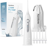 Aquasonic vista frontal del irrigador con diseño compacto y recargable