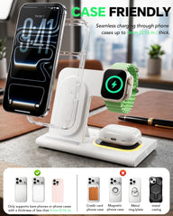 Aresh en mesita de noche con luz LED tenue, organiza y ahorra espacio
