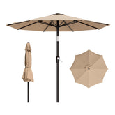 AreShark vista frontal de la sombrilla 9 FT mostrando cobertura y color beige