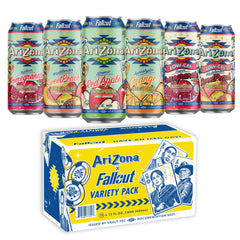 AriZona x Fallout pack frontal con seis sabores visible y diseño llamativo