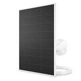 Arlo panel solar frontal mostrando diseño blanco y aporte de energía