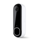 Arlo timbre frontal mostrando cámara 2K y campo de visión amplio, mejor identificación