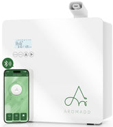 AROMADD difusor frontal mostrando diseño elegante y cobertura eficiente
