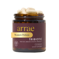 Arrae Tribiotic imagen frontal del envase, opción todo-en-uno para microbioma