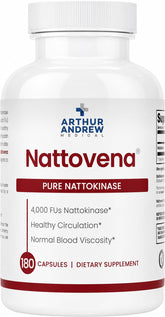 Arthur Andrew Medical frasco delantero Nattovena mostrando etiqueta y beneficio circulatorio