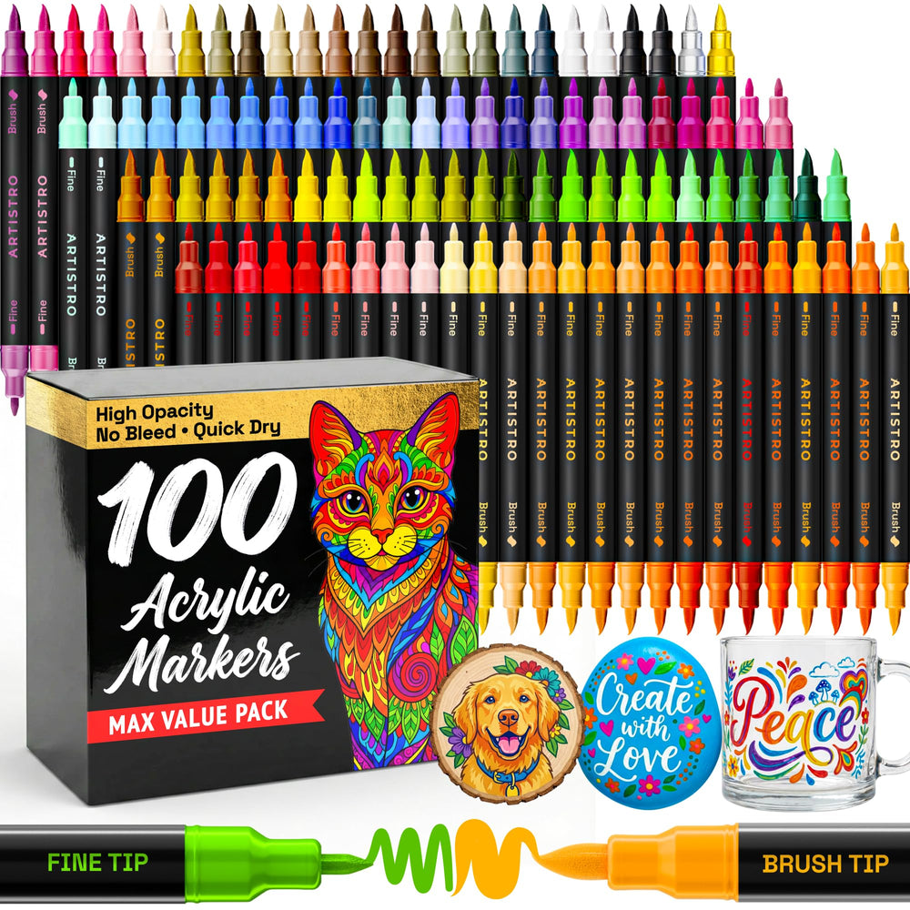 ARTISTRO frente del empaque muestra set de 100 colores y presentación elegante