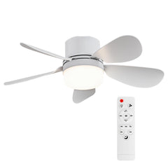 ASALL vista frontal del ventilador con luz mostrando diseño compacto y ahorro energético