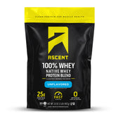 Ascent envase frontal mostrando presentación 2 lb y beneficio de proteína pura