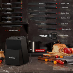 Astercook cuchillo chef 8" detalle del filo afilado para cortes precisos