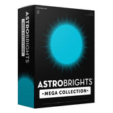 Astrobrights paquete frontal Bright Blue mostrando cantidad y tamaño, impacto visual inmediato