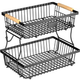 Astrorhine vista frontal de la cesta de 2 niveles con frutas organizada y estética