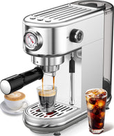 atatix vista frontal de la máquina espresso con diseño compacto y control sencillo