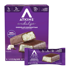 Atkins frente del empaque mostrando caja de 16 unidades y conveniencia
