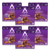 Atkins vista frontal del empaque mostrando unidades y beneficios bajos en carbohidratos