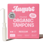 August pack frontal de 36 tampones orgánicos, protección cómoda y sin fragancia