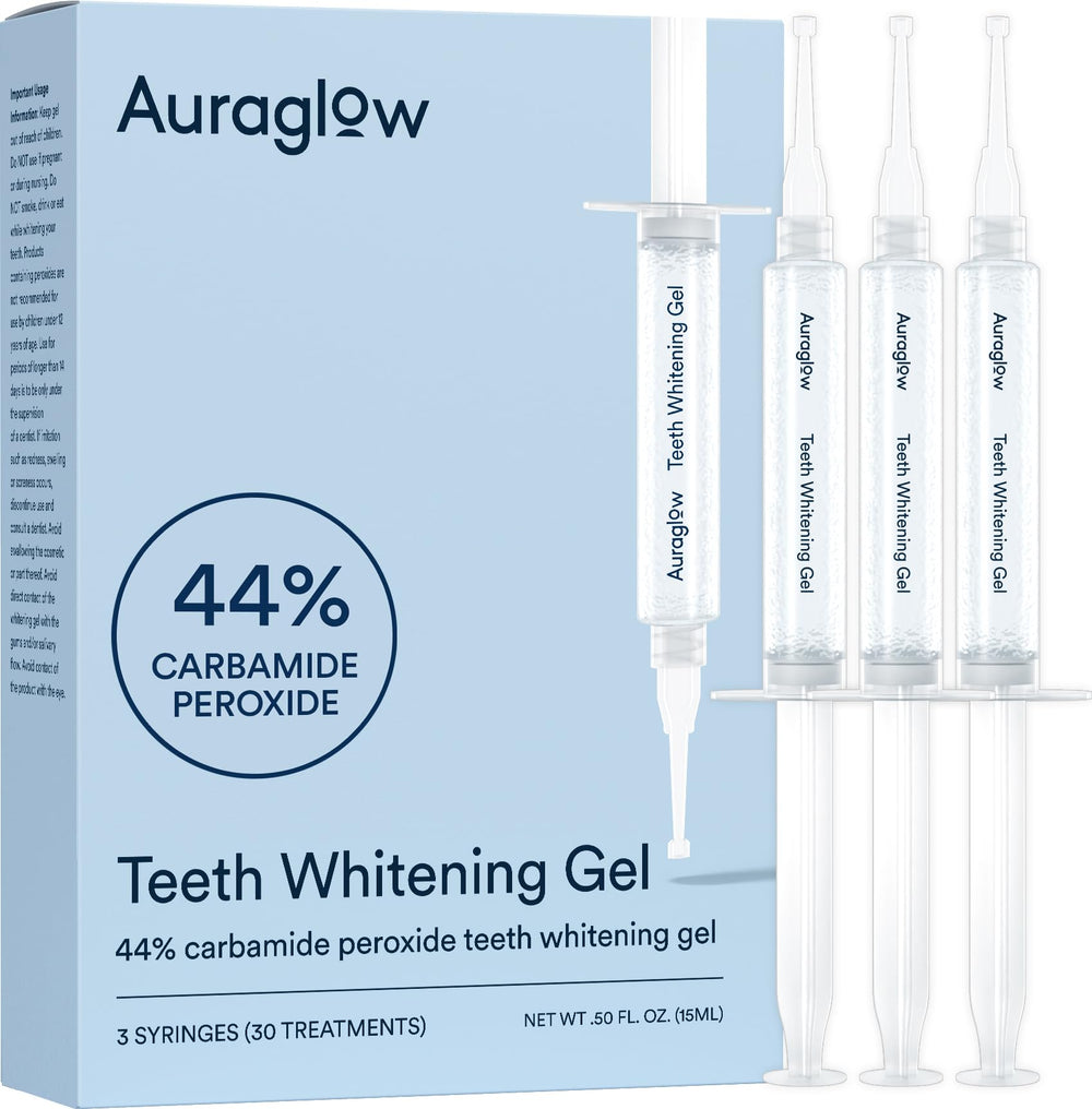 AURAGLOW jeringas frontales con etiqueta clara y ventaja de dosis precisa