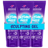 Aussie frente del envase Instant Freeze con fijación máxima y diseño claro